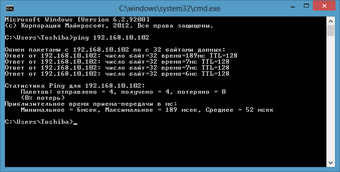 Вы понение команды ping в консоли Windows Вы понение команды ping в консоли Windows