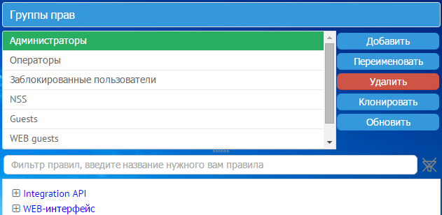 Группы прав в MyChat Server Группы прав в MyChat Server