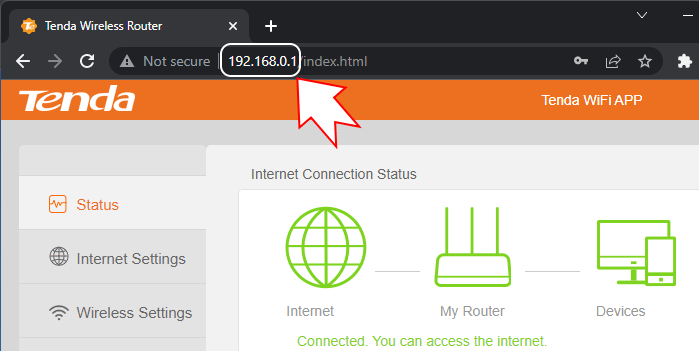 Пример WEB-админки роутера на стандартном http 80 TCP порту в браузере Chrome Пример WEB-админки роутера на стандартном http 80 TCP порту в браузере Chrome